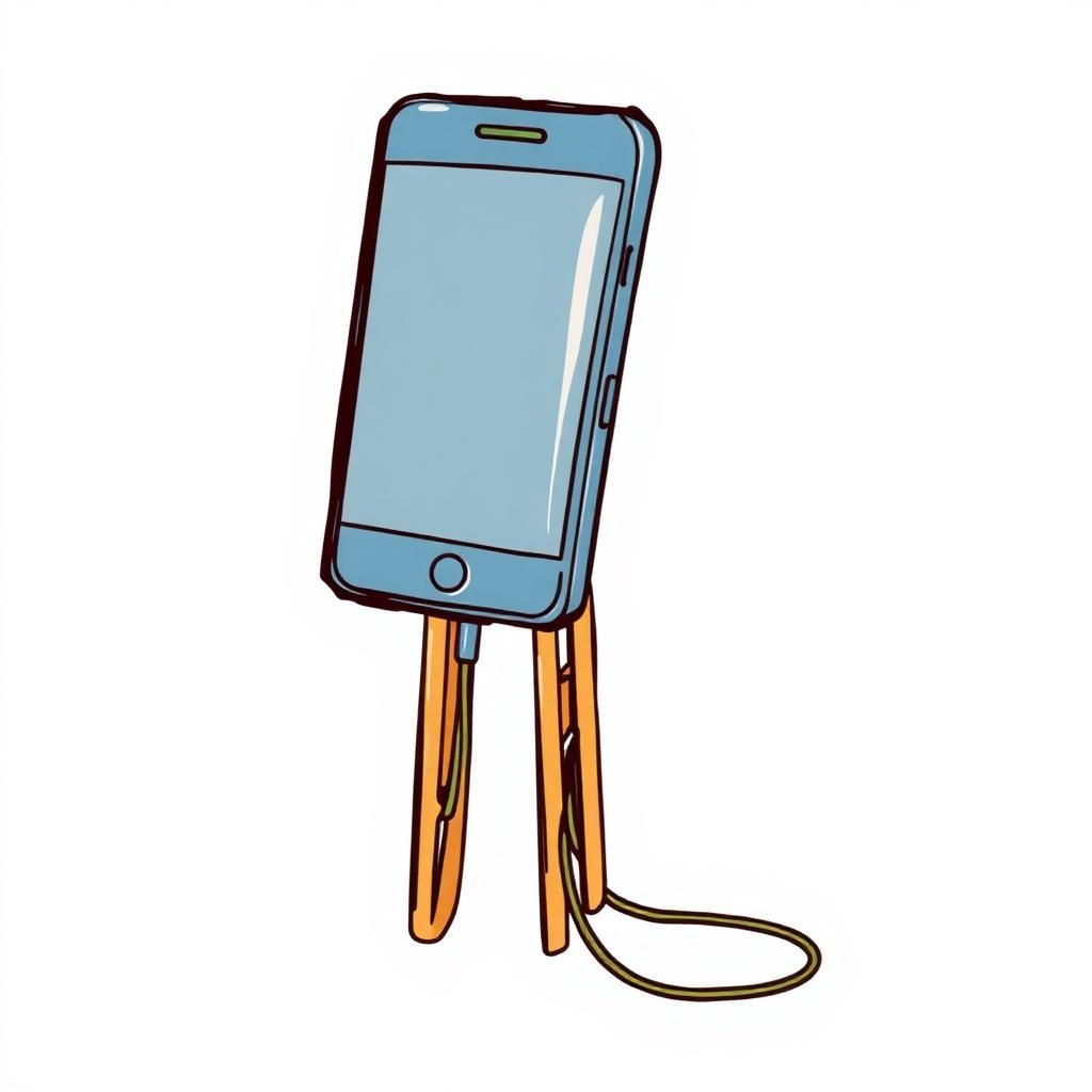 Illustration of The clothespin phone stand